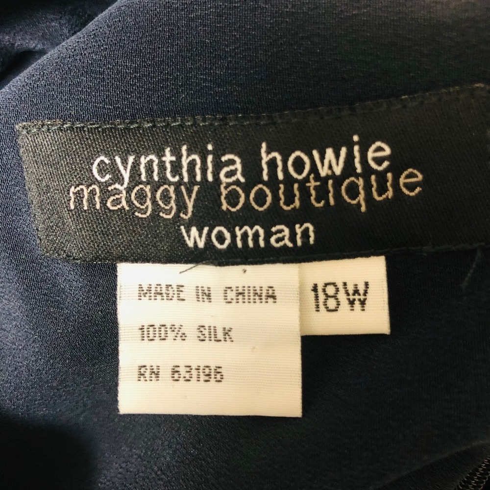 Cynthia Howie Womens Silk Dress Navy Minimalist Party Office Church 18W 2X - Picture 4 of 7